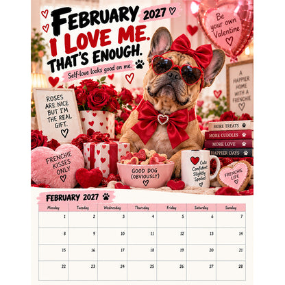 2027 French Bulldog Calendar – Funny Frenchie Wall Calendar, 12-Month Dog Calendar for French Bulldog Lovers