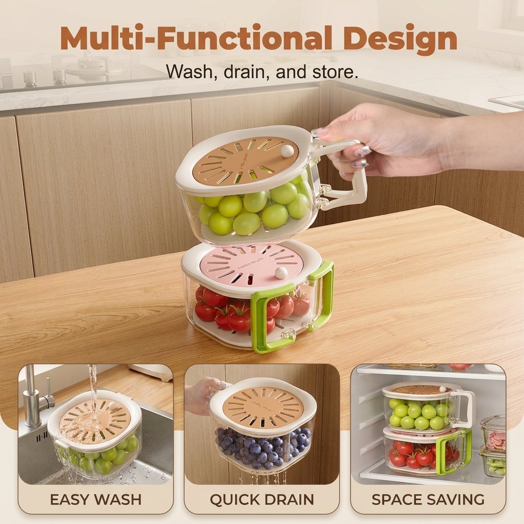 🍇Collapsible Colander Basket With Lid, Expandable Fruit Strainer