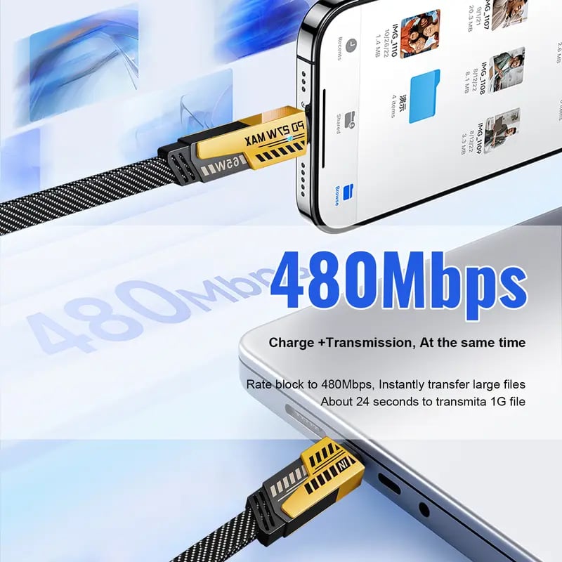 🔋🔥Portable Fast Charger, Type C/USB A Dual Ports Adapter,4 in 1 Fast Charging Cable & Data Sync⚡⚡