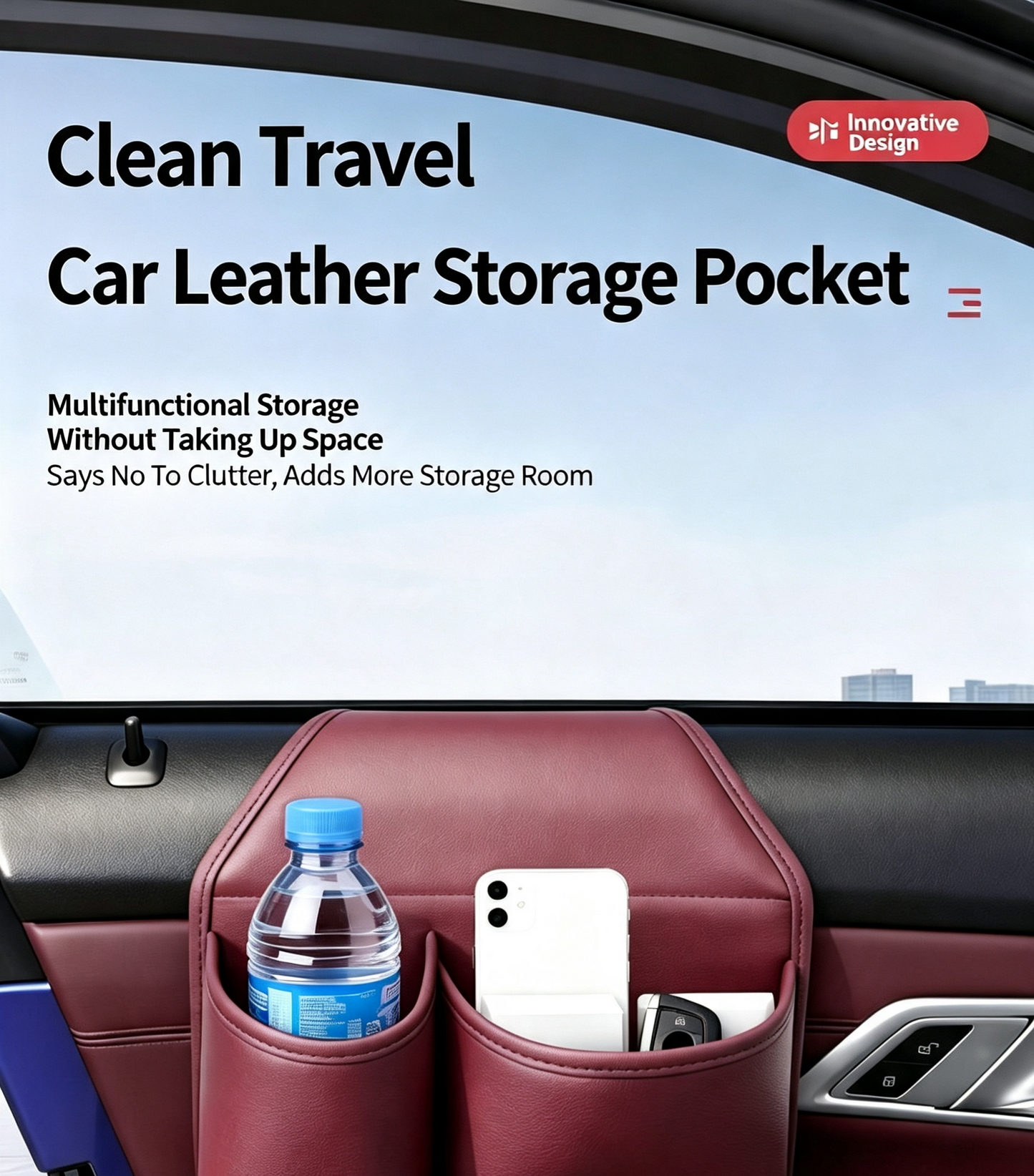 🥳2026 HOT SALE🥳💞50K+ SOLD!🚗🧺 Leather Car Door Cup Holder – Wide‑mouth opening, easy reach for drinks & phone. Clip‑on secure fit. PU leather, tough & stylish. 🛡️✨