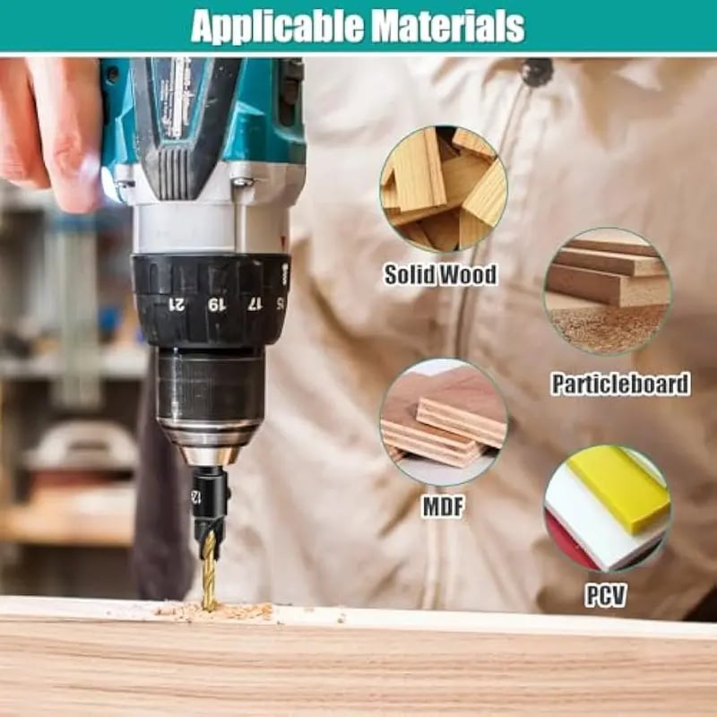 🛠️ 5PCS Countersink Drill Bit Set – Precision Drilling for Perfect Screw Holes