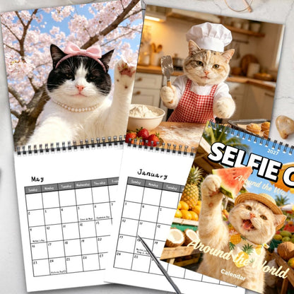 🐱 Selfie Cat Around the World 2027 Calendar – 12 Months of Funny Cat Selfies & Global Travel Adventures