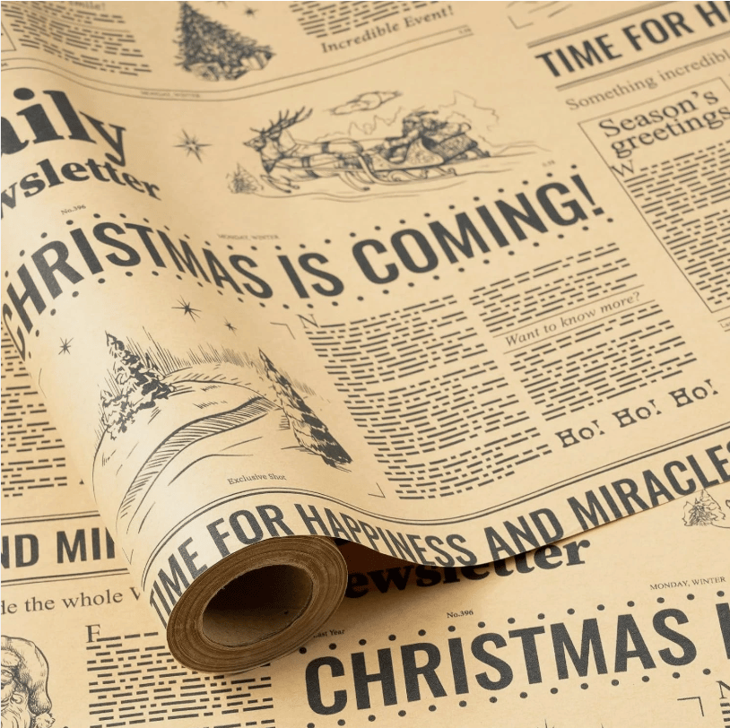 📰🎁 Retro Newspaper Christmas Paper Roll