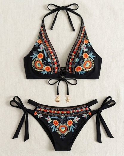 Ženski bikini set s cvjetnim printom u etničkom stilu