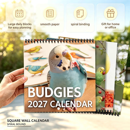 🐦 2027 Budgies Wall Calendar – 12 Months of Colorful Budgie Portraits & Cheerful Everyday Moments