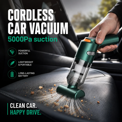 🚗💨 Cordless Car Vacuum – Powerful 5000 Pa Suction Without the Hassle!