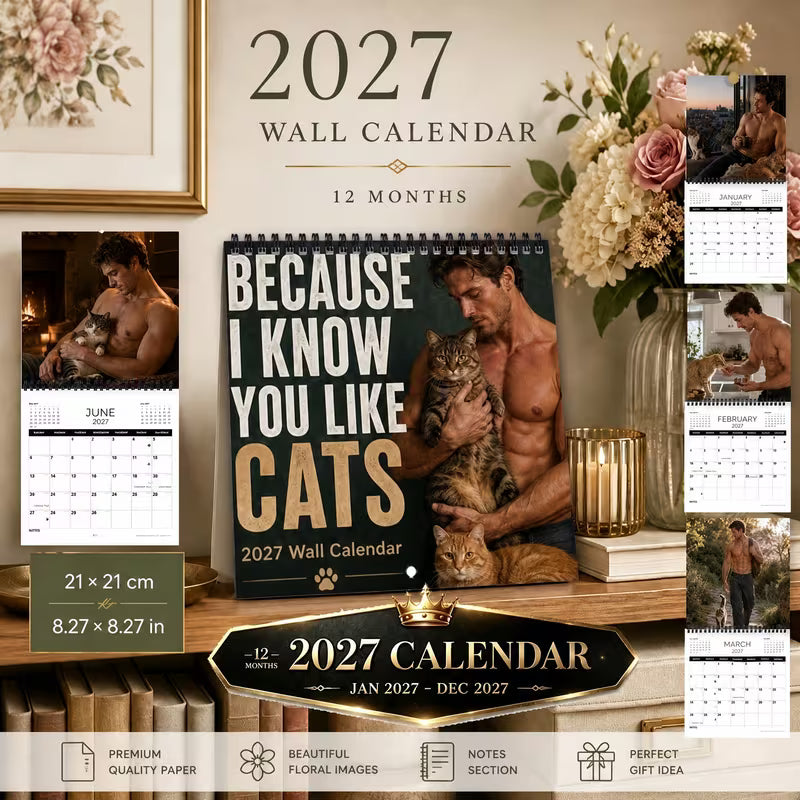 2027 Naked Cats Men's Wall Calendar
