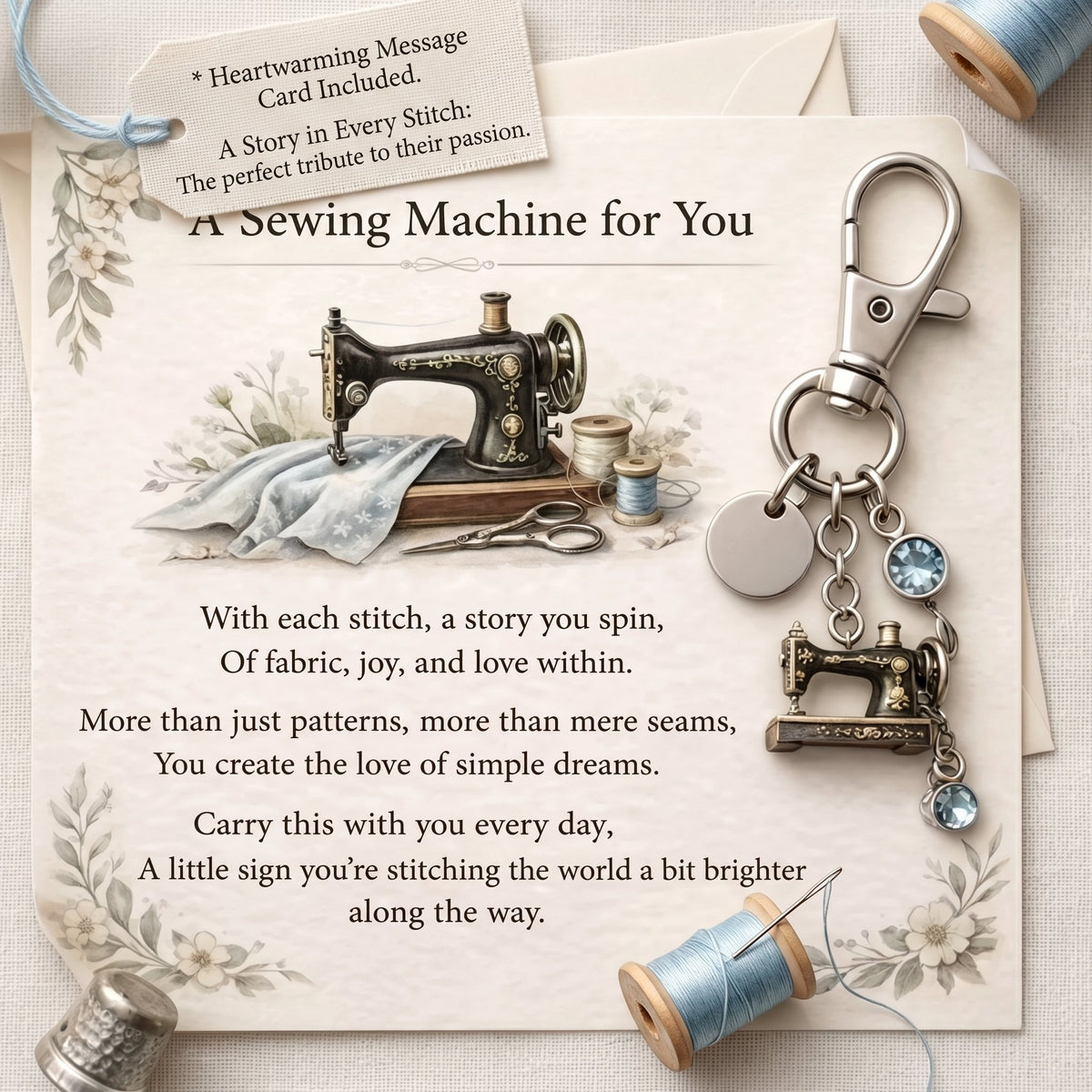 Emotional Support Sewing Machine Keychain