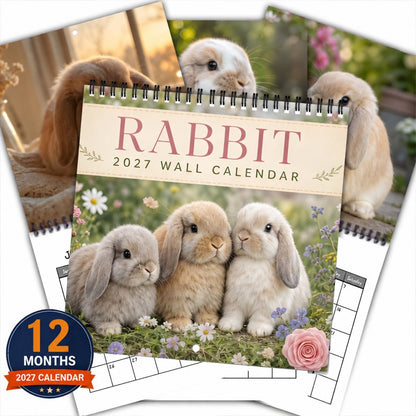 🐰2027 Cute Rabbit Wall Calendar – 12 Months of Adorable Rabbit Portraits & Playful Moments