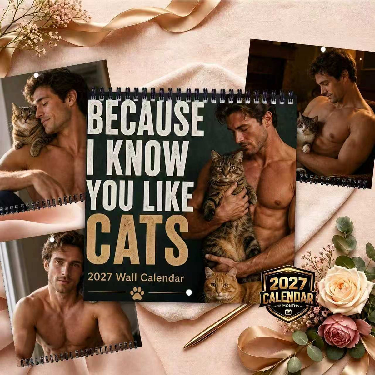 2027 Naked Cats Men's Wall Calendar