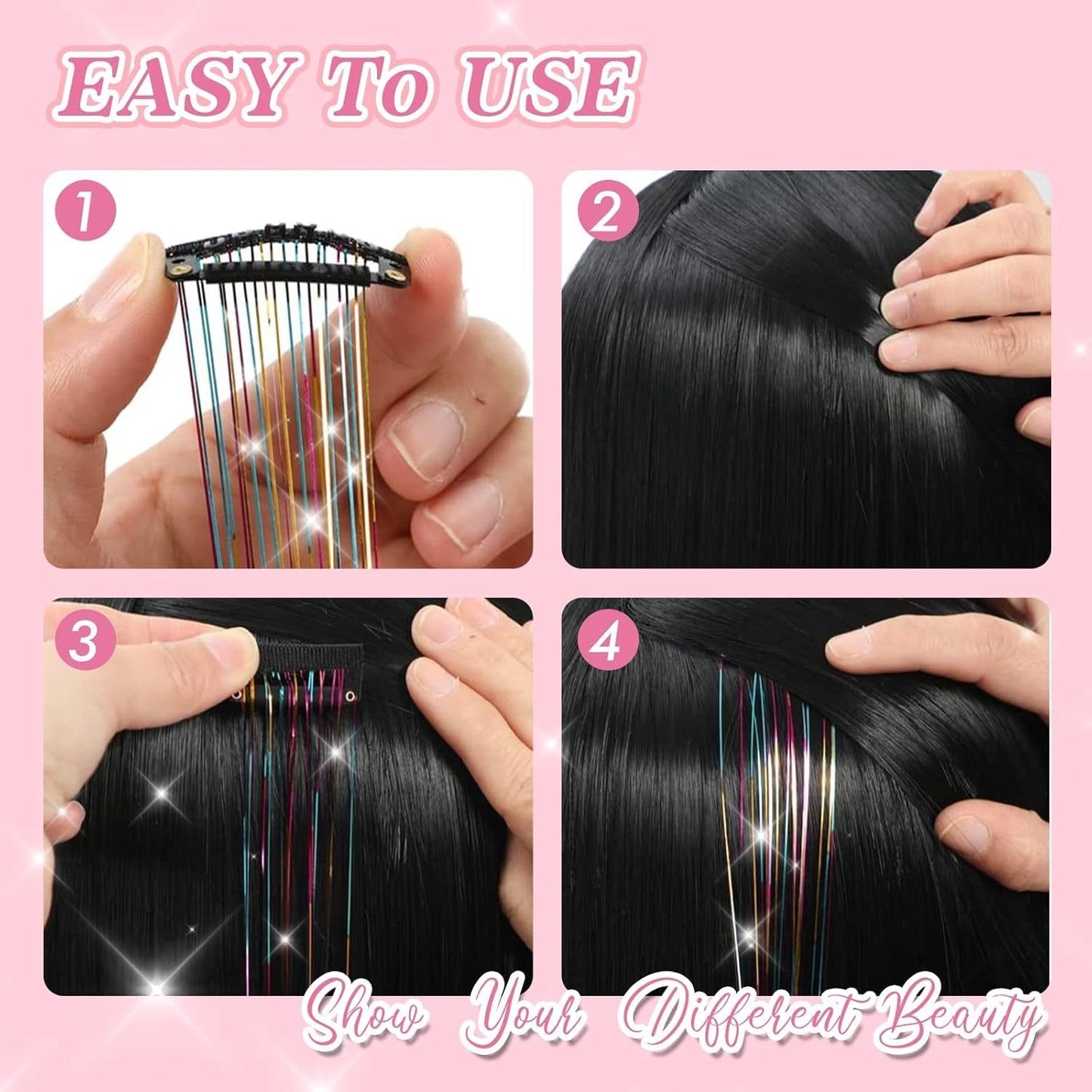 ✨Clip-in Tinsel Hair Extensions(A set of 10pieces)