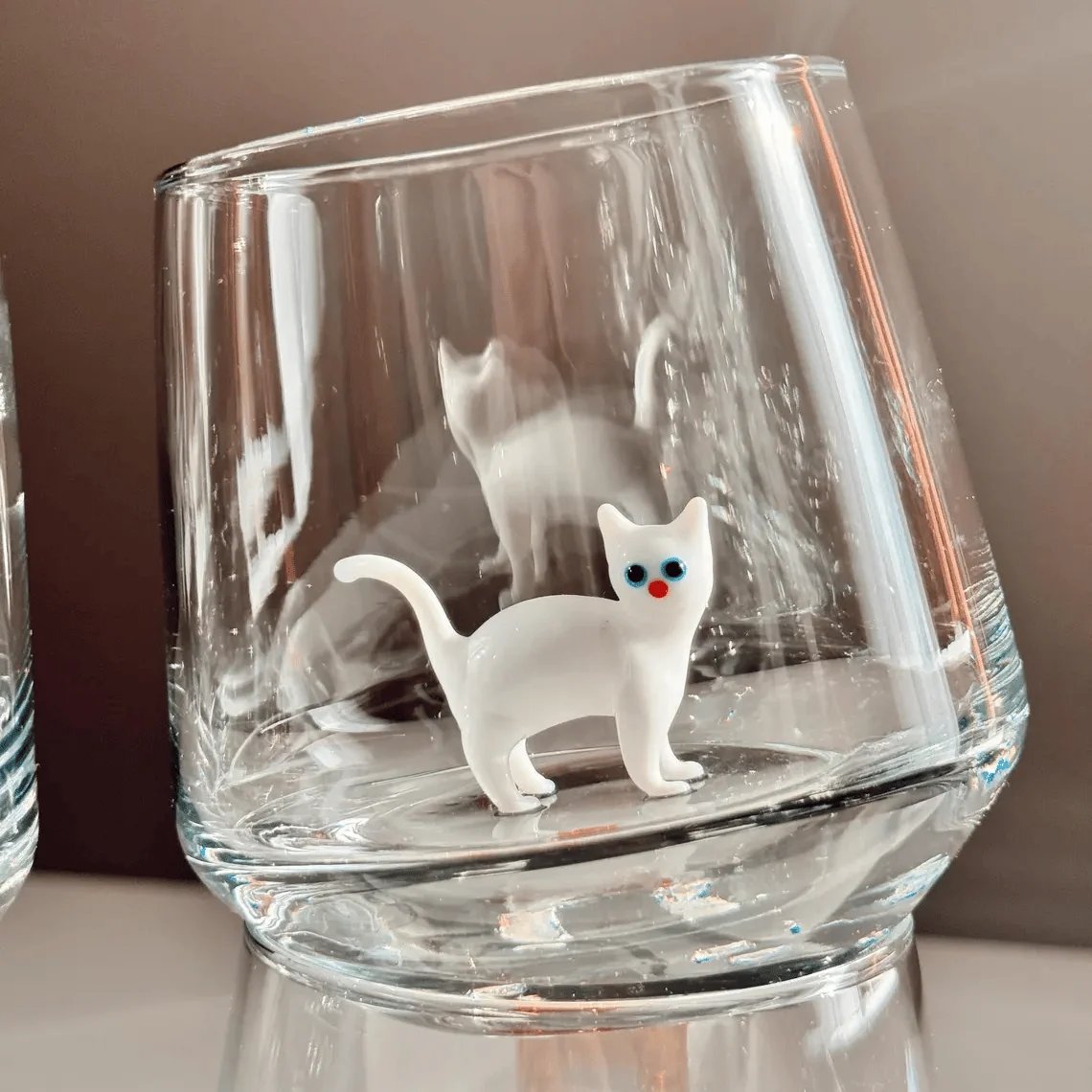 🐱 Handmade Murano Glass Cat Wine Glass