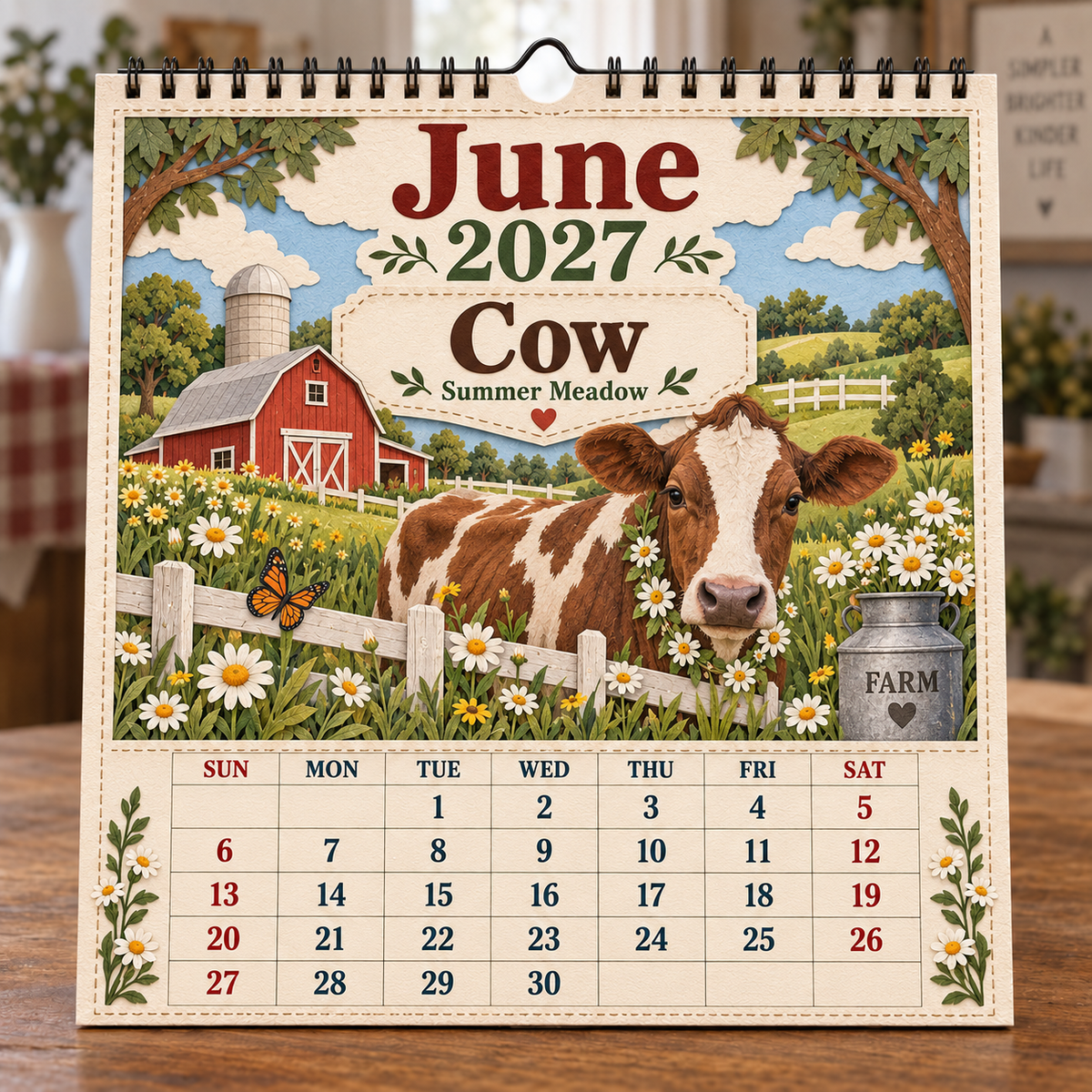 🐄 2027 Farm Animals & Country Life Wall Calendar
