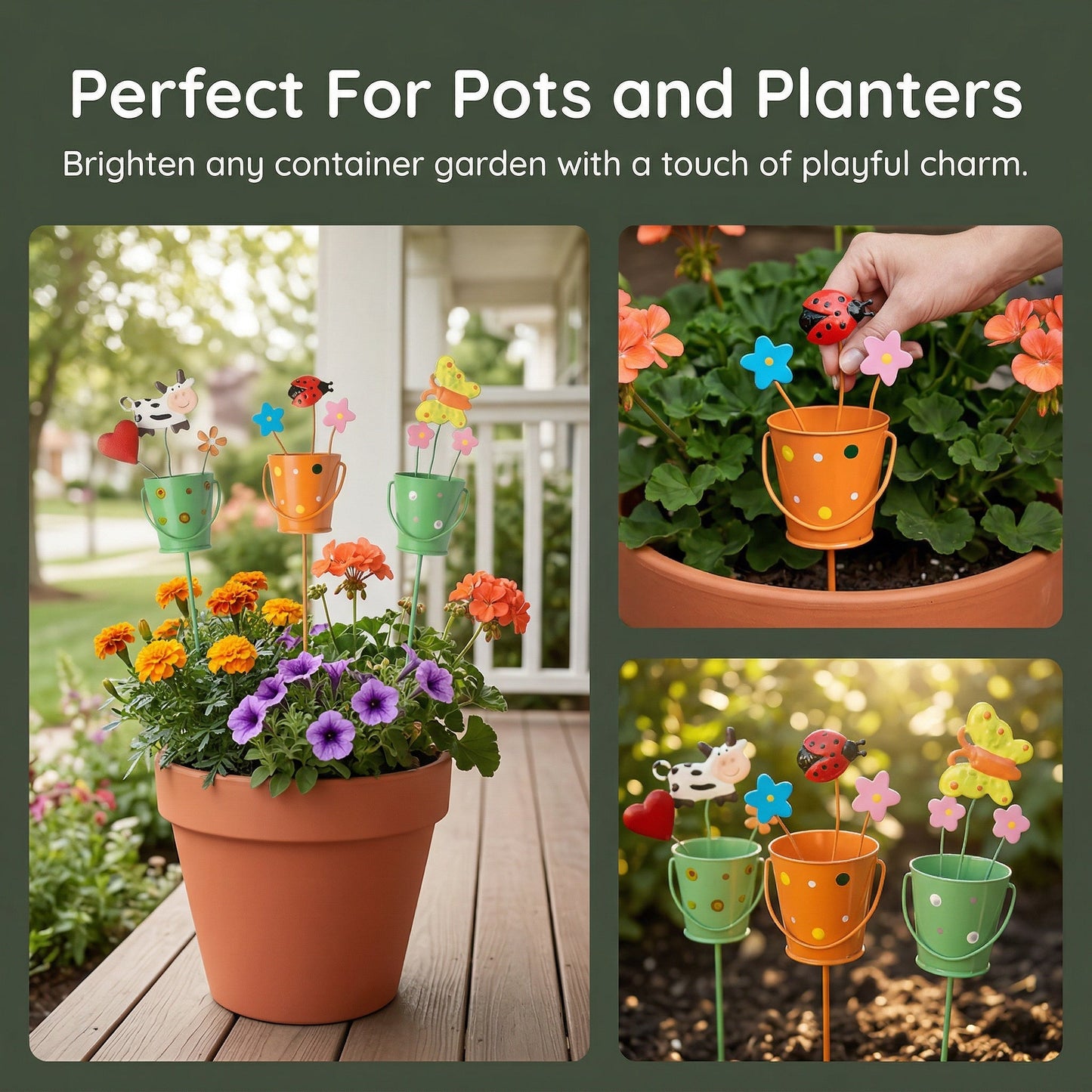 🔥HOT SALE 49% OFF-Set of 3 Metal Flower Pot Garden Stakes