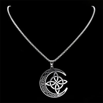🧚Celtic Knot Crescent Steel Pendant Necklace✨