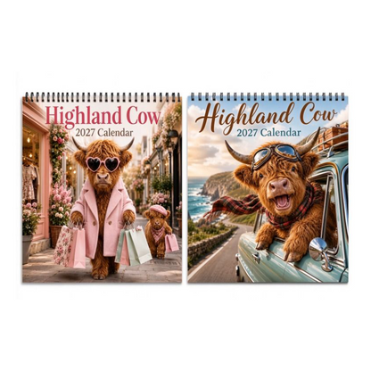 Highland Cow series – 12-month wall calendar to hang up