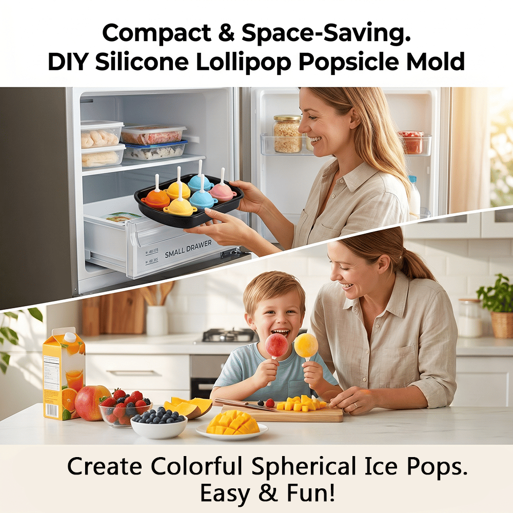 🍭DIY Silicone Lollipop Popsicle Mold – Fun Spherical Ice Pop Maker for Homemade Frozen Treats