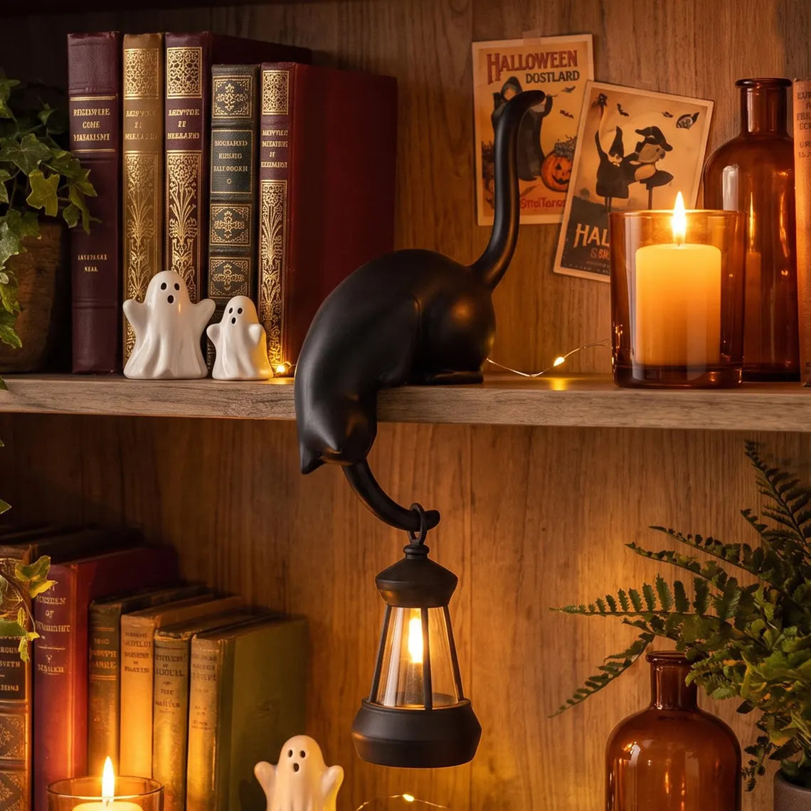 Black Cat Hook with Lantern