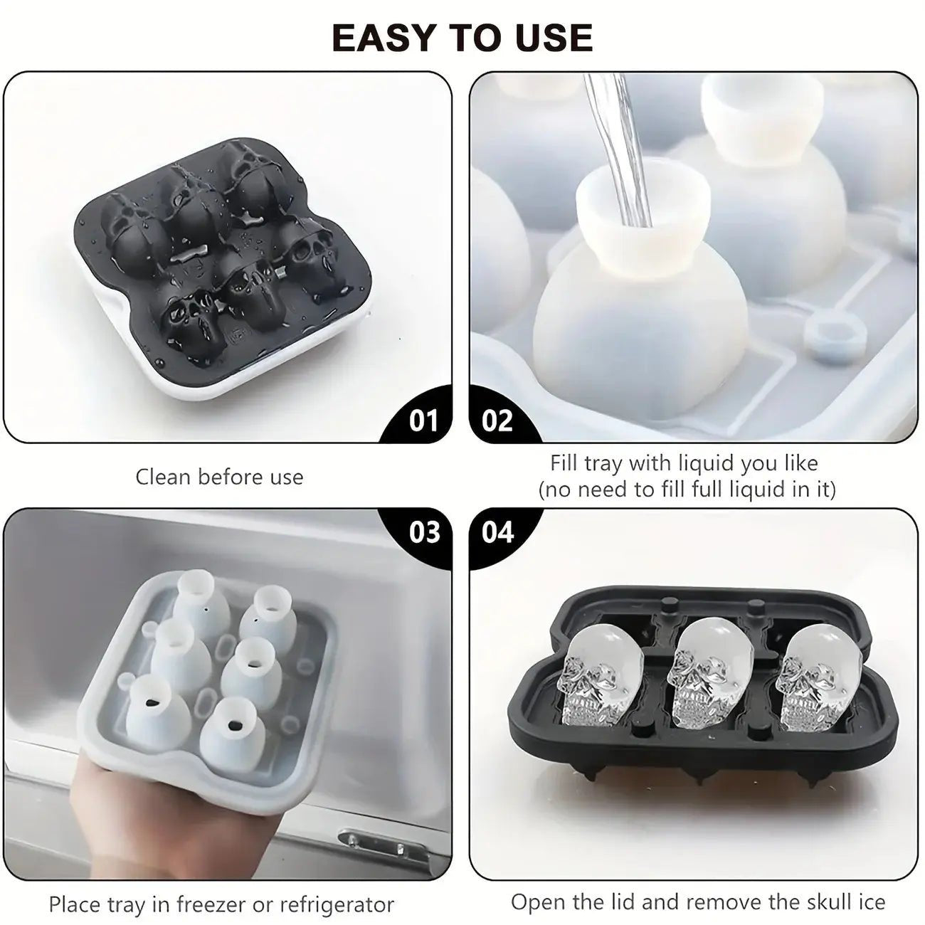 💀DIY Silicone Skull Ice Cube Tray – Giant Slow-Melt Skull for Whiskey & Cocktails – Food-Grade & Multi-Use Mold 🥃