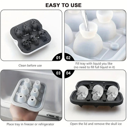 💀DIY Silicone Skull Ice Cube Tray – Giant Slow-Melt Skull for Whiskey & Cocktails – Food-Grade & Multi-Use Mold 🥃
