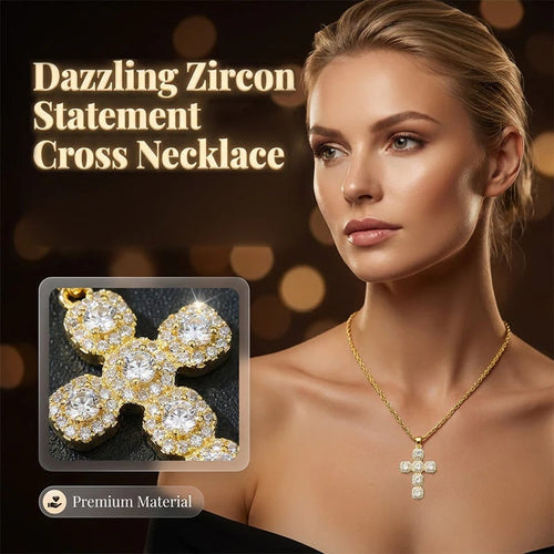 ⏳⏰Copper Inlaid Zircon Cross Charm Pendant📿✝️💎