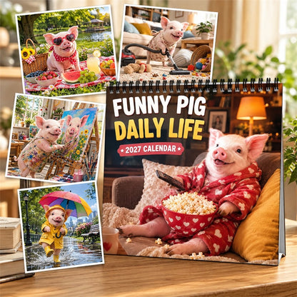 🐷 2027 Funny Pig Wall Calendar, 12-Month Spiral Planner With Notes