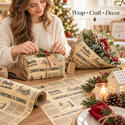 📰🎁 Retro Newspaper Christmas Paper Roll