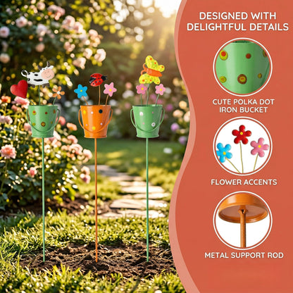 🔥HOT SALE 49% OFF-Set of 3 Metal Flower Pot Garden Stakes