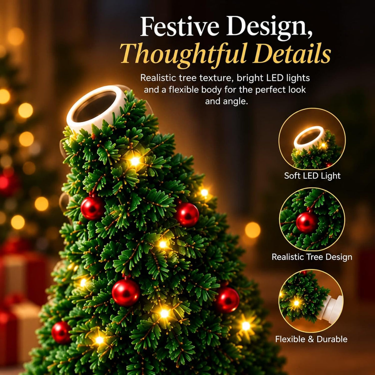 Twinkle Flexible USB Christmas Tree Light ✨ Bendable Mini Christmas Tree Lamp, Festive USB Powered Decor, Perfect Xmas Gift & Desk Ornament