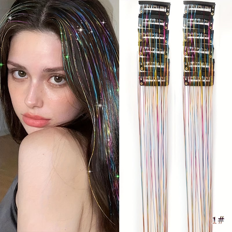 ✨Clip-in Tinsel Hair Extensions(A set of 10pieces)
