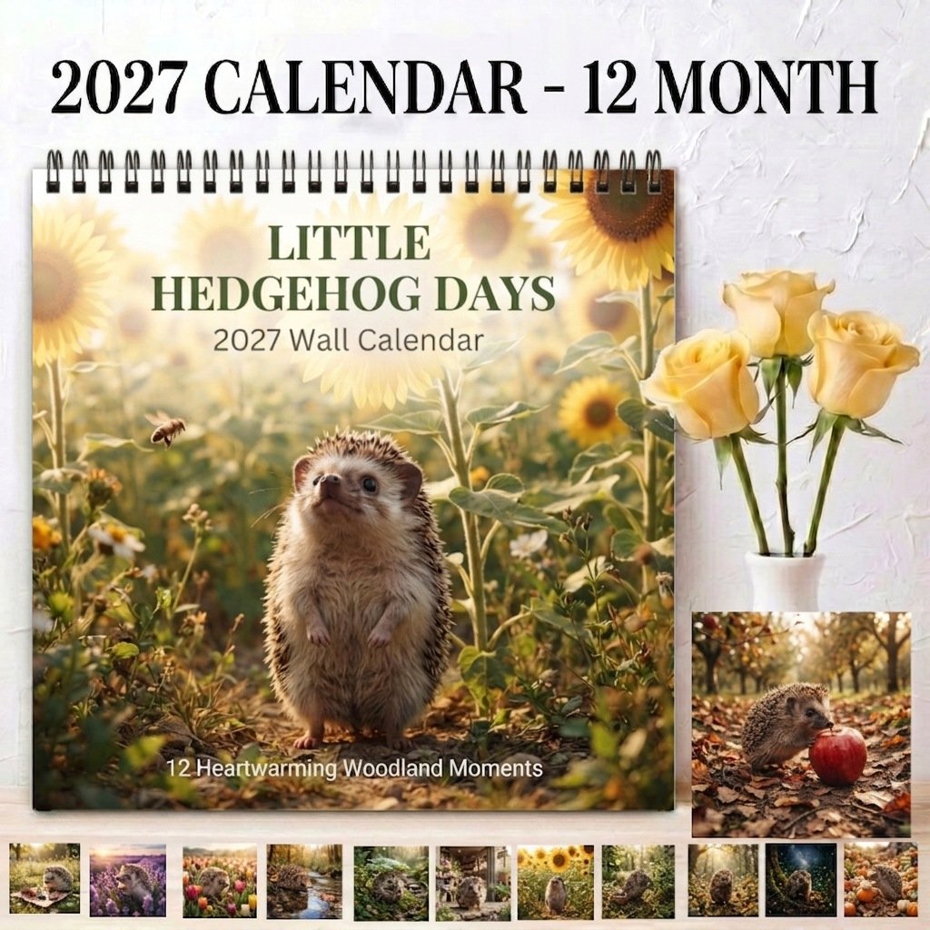 🦔 Little Hedgehog Days 2027 Wall Calendar – 12 Months of Adorable Hedgehog Moments & Cozy Everyday Charm