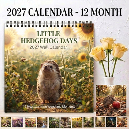 🦔 Little Hedgehog Days 2027 Wall Calendar – 12 Months of Adorable Hedgehog Moments & Cozy Everyday Charm