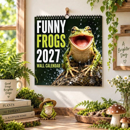 🐸Funny Frogs 2027 Wall Calendar – Cute Humorous Frog Calendar, Quirky Amphibian Gift, Nature & Wildlife Decor