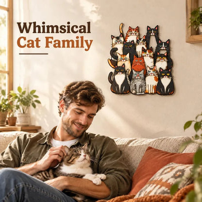 Whimsical Cat Family Metal Wall Art😻🐾