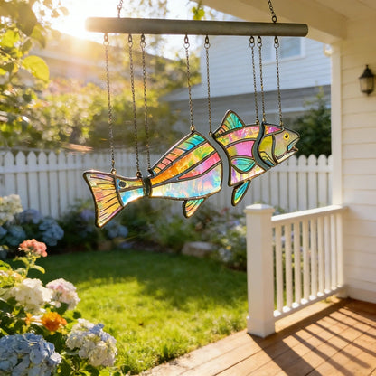 Handcrafted Stained Glass Red Drum-The Illusion of Swimming