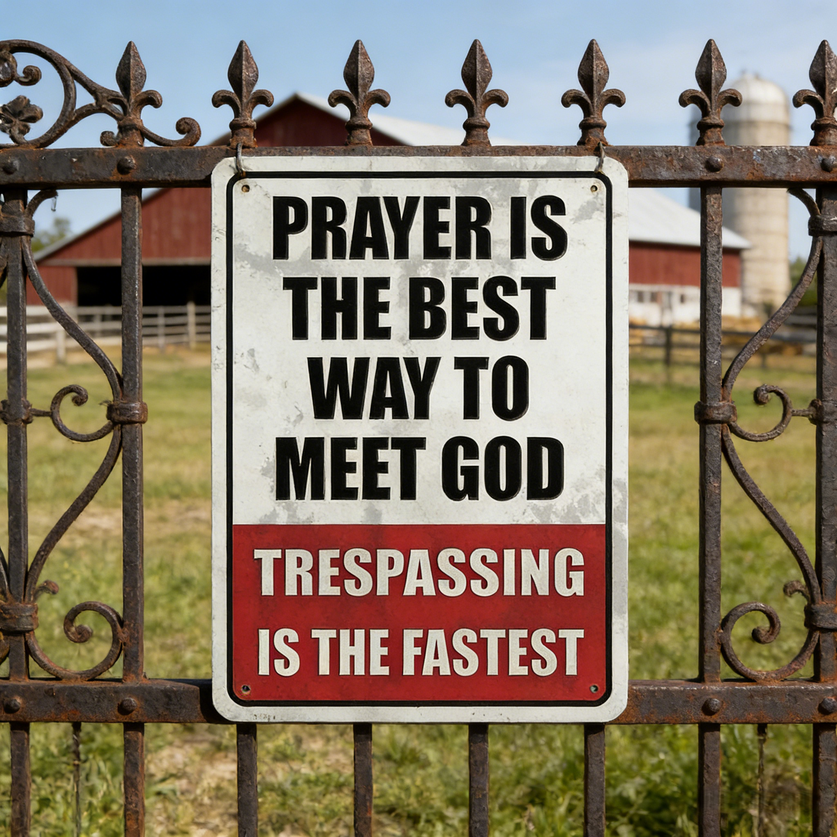 🎖️Retro Iron "Prayer & Trespassing" Wall Plaque(8 x 12 IN)