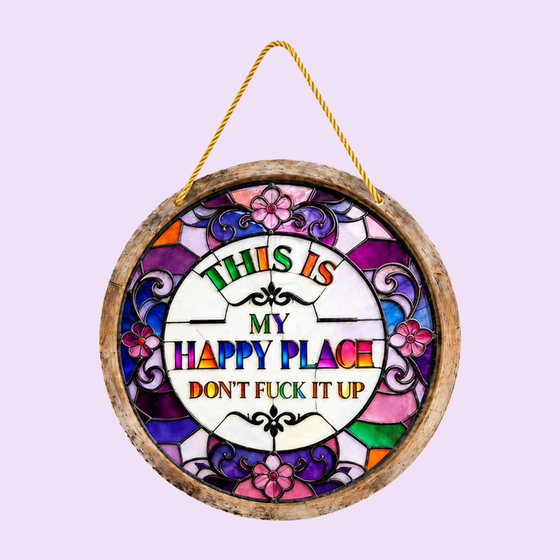 Stained Glass Happy Place Hanging Decor