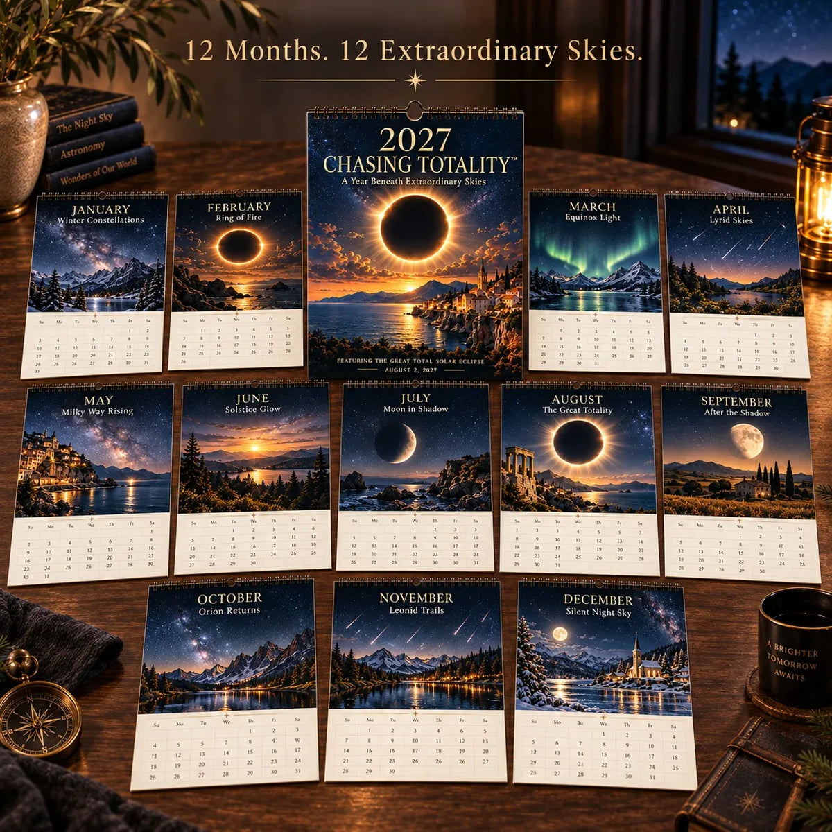 🌌 2027 Chasing Totality™ Celestial Wall Calendar | 12 Extraordinary Skies & August Total Solar Eclipse ✨