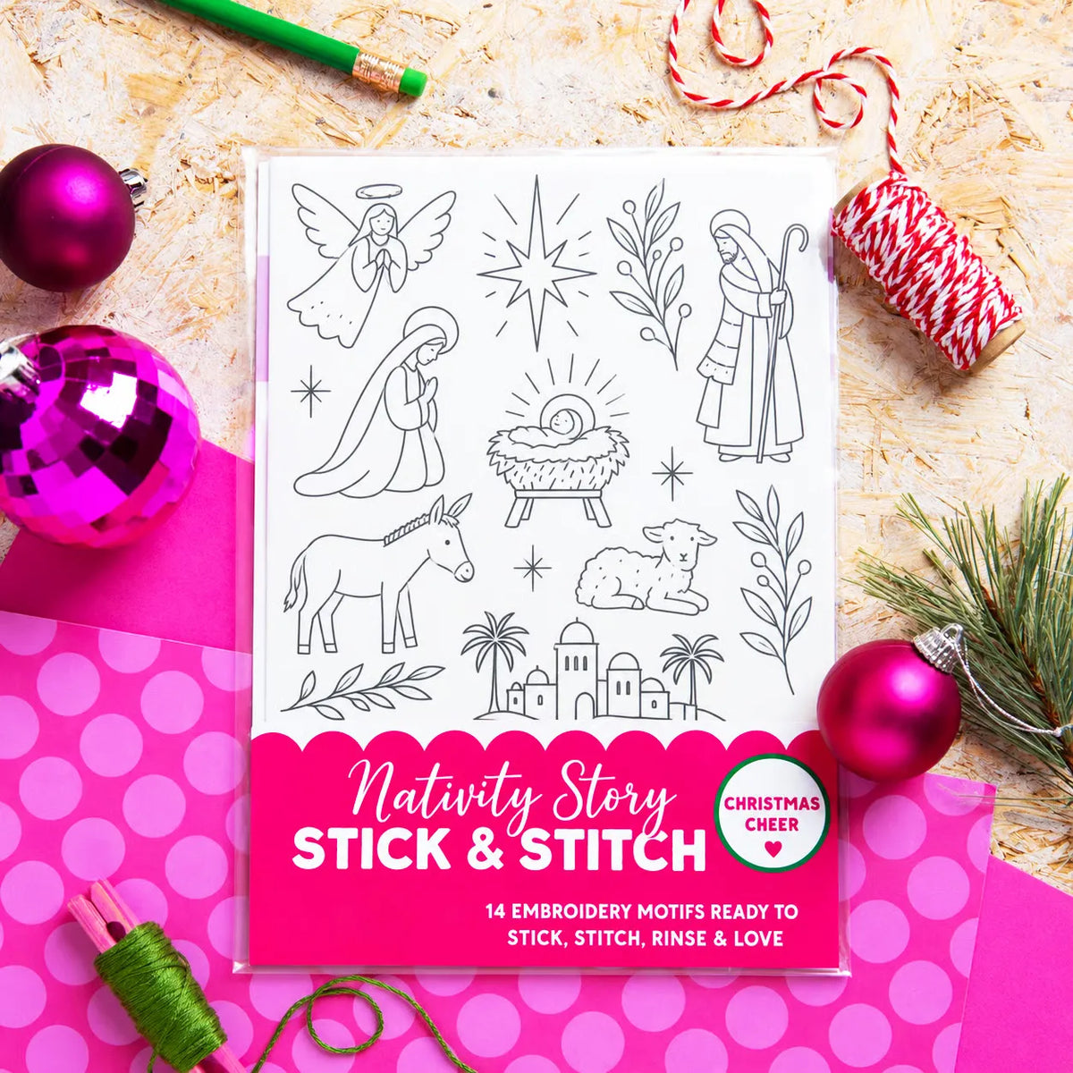 🎄Christmas Stick & Stitch Embroidery Pattern Pack – 5 Sheets / 70 Wash-Away Embroidery Motifs🧵