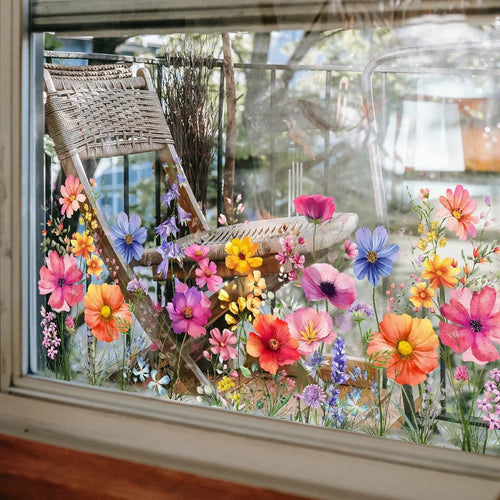 💐Colorful Floral Bouquet Window Sticker🖼️(Cut to size freely)