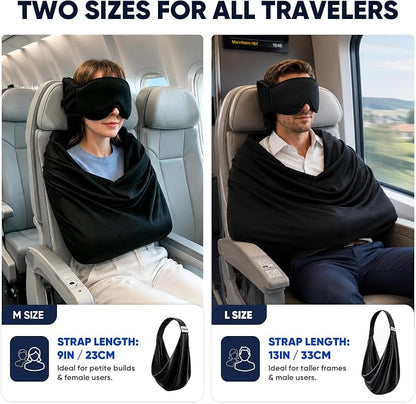 3-in-1 Travel Pillow with Eye Mask – Neck Support for Airplane, Car & Train