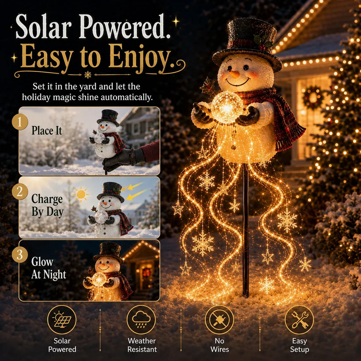 🎄 Snowman Magic Fountain™-Flowing Snowflake LED Christmas Garden Light❄️
