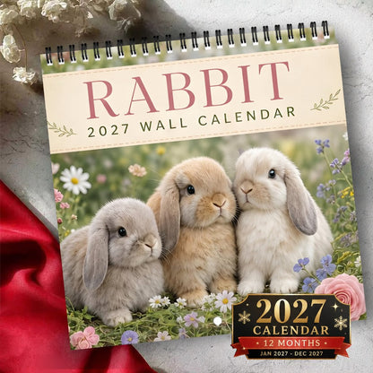 🐰2027 Cute Rabbit Wall Calendar – 12 Months of Adorable Rabbit Portraits & Playful Moments