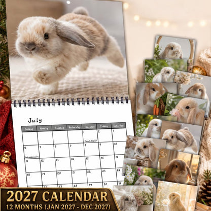 🐰2027 Cute Rabbit Wall Calendar – 12 Months of Adorable Rabbit Portraits & Playful Moments