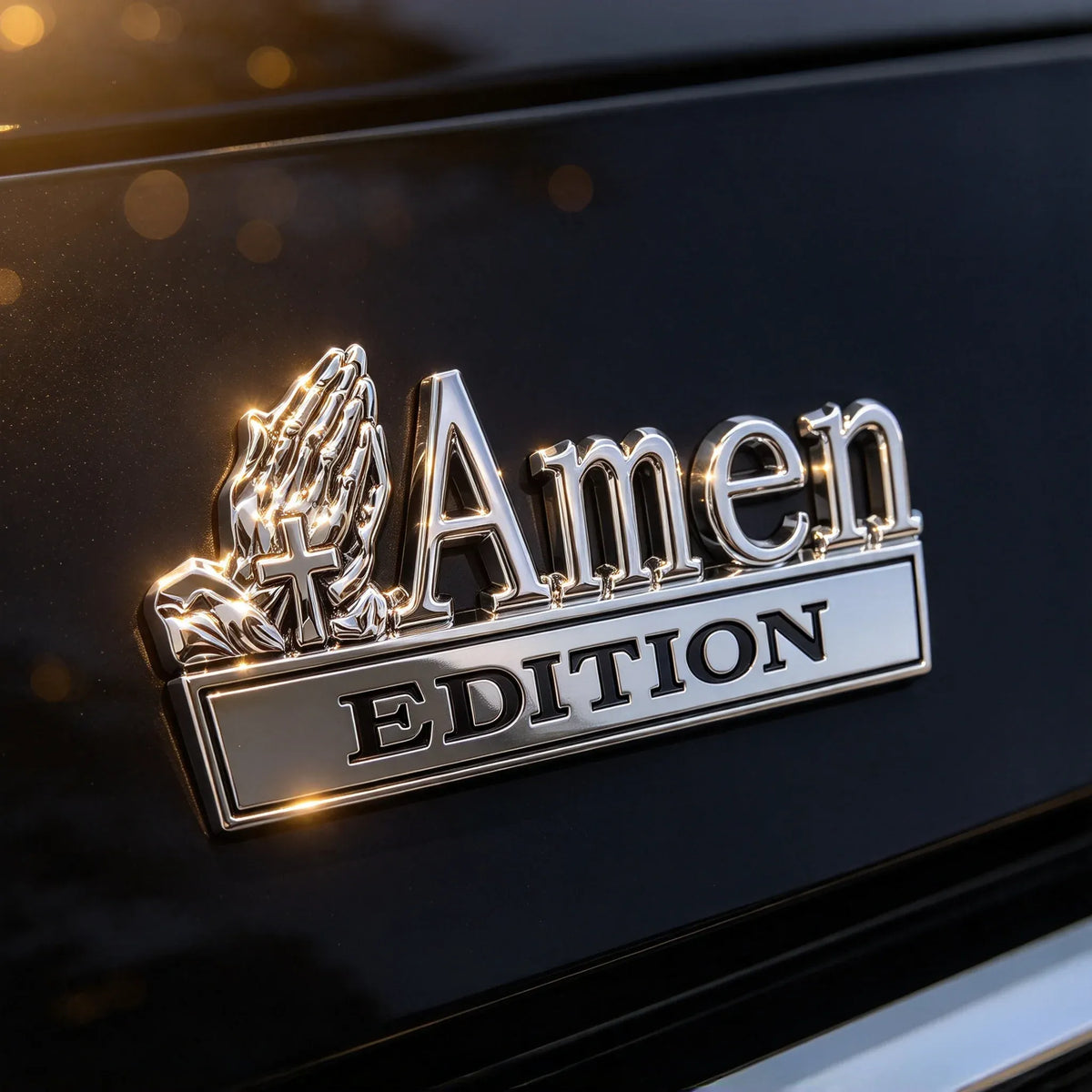 Amen Edition Metal Emblem | 3D Chrome Cross & Wings Badge with 3M VHB Adhesive for Pickups, SUVs & Tailgates 🚘