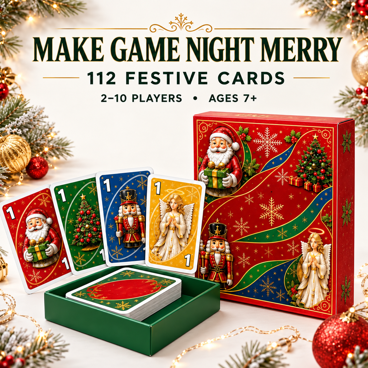 🔥Last Day 49% OFF🎉-🃏Christmas Cards Edition🎄 Holiday Family Card Game with 112 Festive Cards