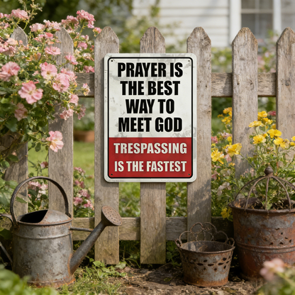 🎖️Retro Iron "Prayer & Trespassing" Wall Plaque(8 x 12 IN)