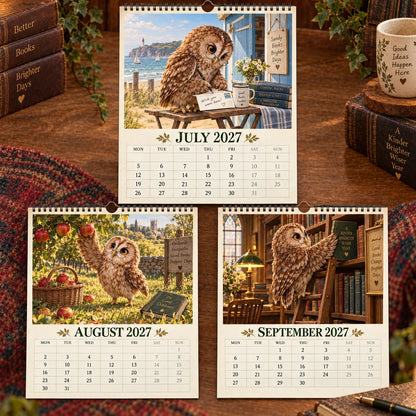 2027 Booked Solid Wall Calendar | A Year of Owls & Good Books