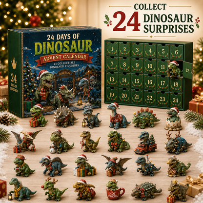🦖24 Days of Dinosaur Christmas Advent Calendar – 24 Collectible Dino Figurines Holiday Surprises（2D）