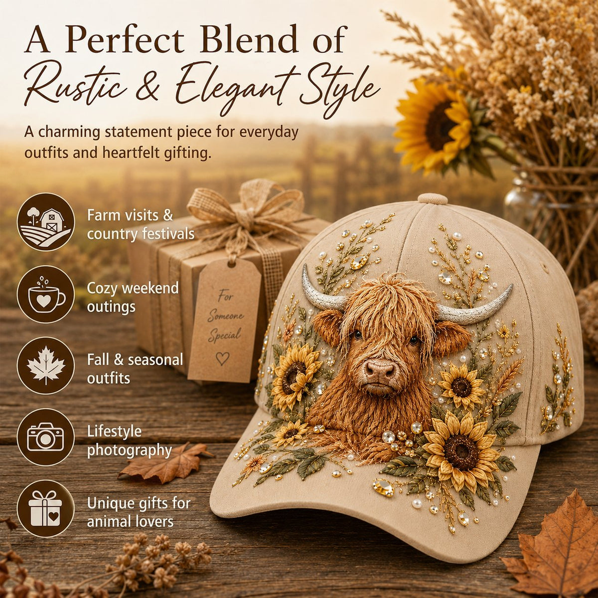 🦬Highland Cow Cap🧢(Breathable & Lightweight Comfort & Unisex Fit)